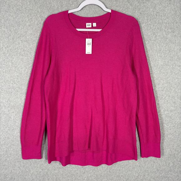 Gap Sweater Womens Large Pink Waffle Textured Preppy Classic Casual Basic Career - Picture 2 of 12